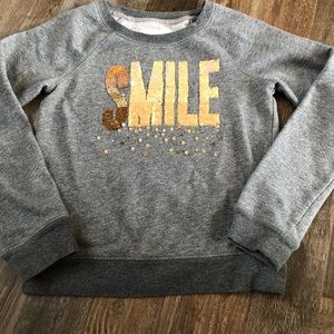 Girls Grey Cozy Crewneck with Sequins